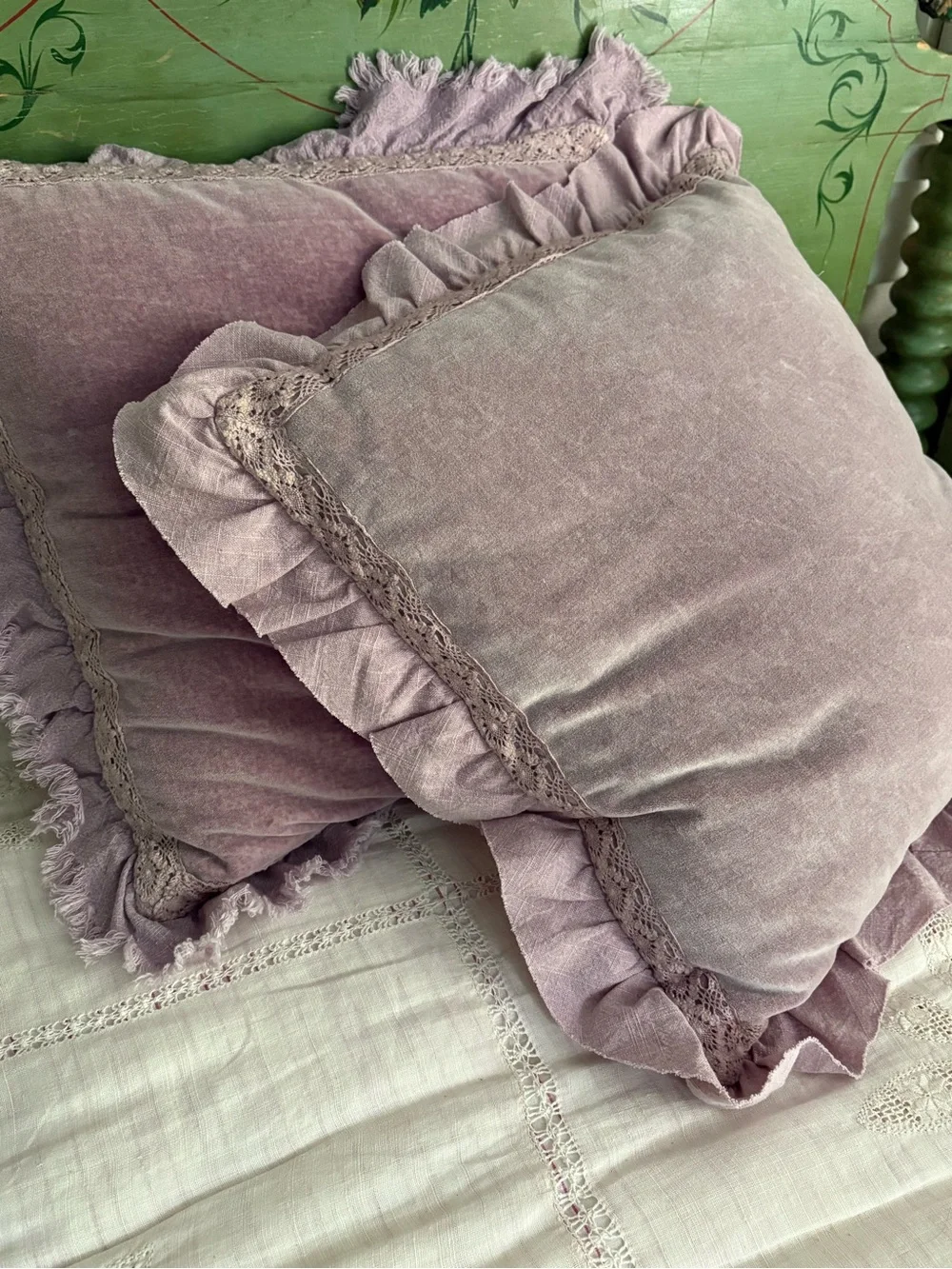 Shabby Chic Lavender Velvet Ruffle Pillow Covers Rachel Ashwell